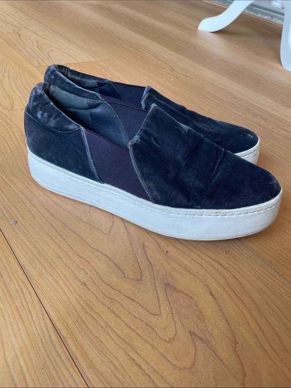 Vince Blue Velvet Warren Slip-On Platform Sneakers